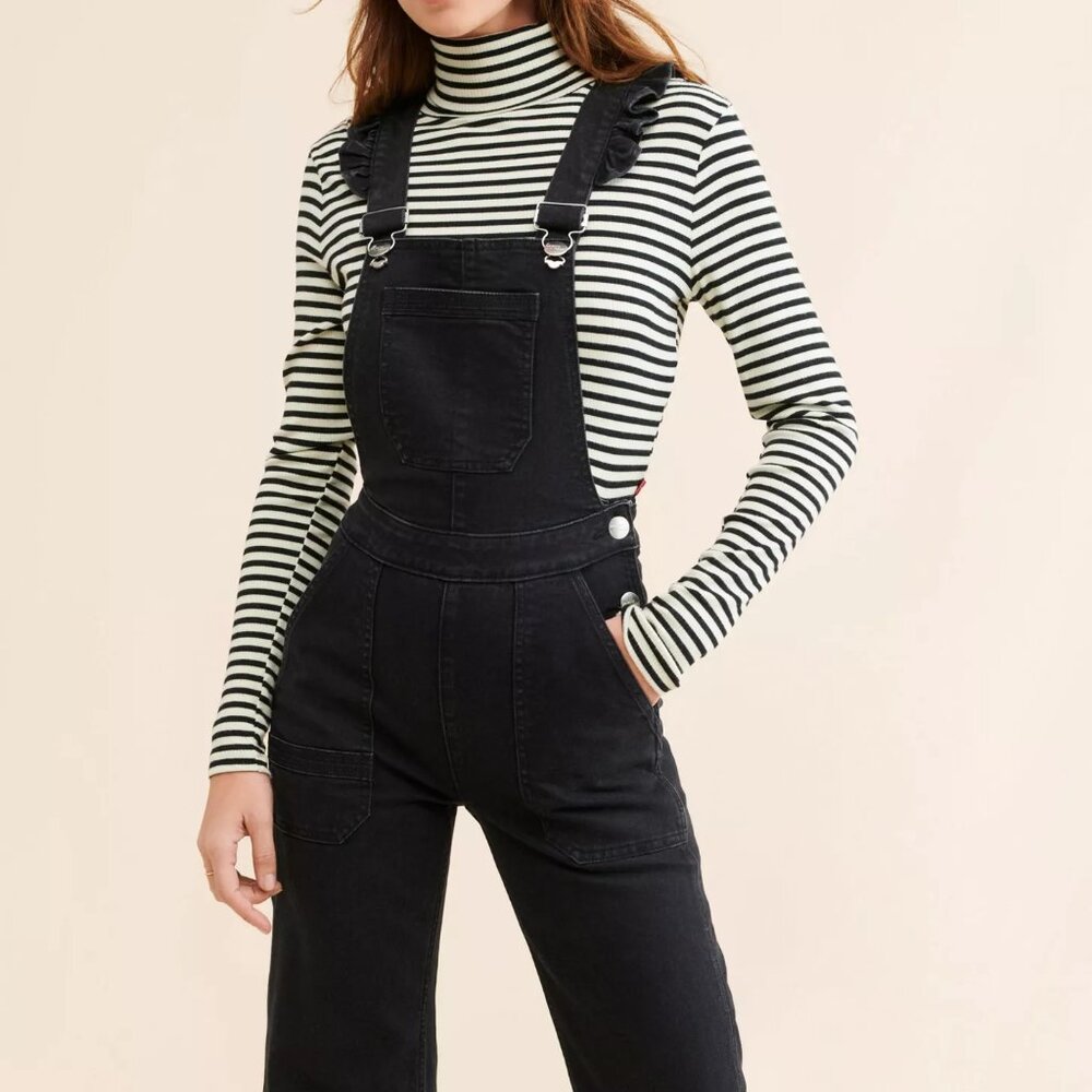 NWT Seventy Mochi Elodie Frill Overalls - Black, SUPER cute